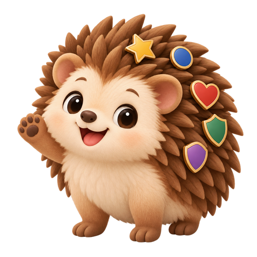 Quill the hedgehog waving